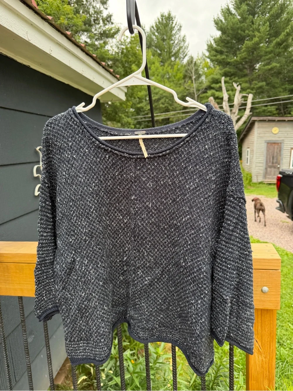 Free People Speckled Navy Sweater